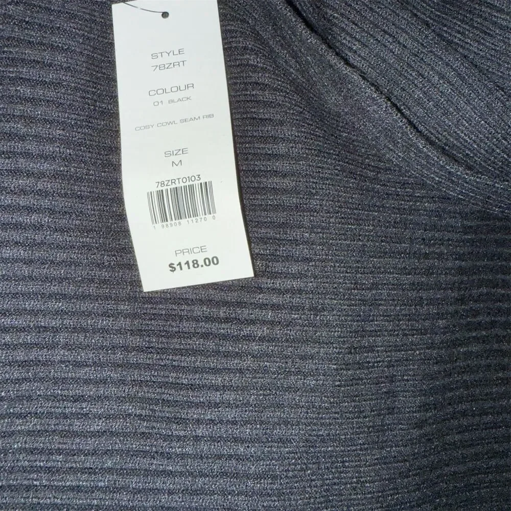 French Connection Black Ribbed Cowl Neck Sweater NWT Size M